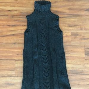 Sleeveless Turtleneck Knit Sweater Dress